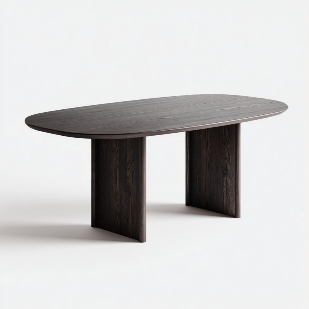 Table basse ovale en bois brun foncé