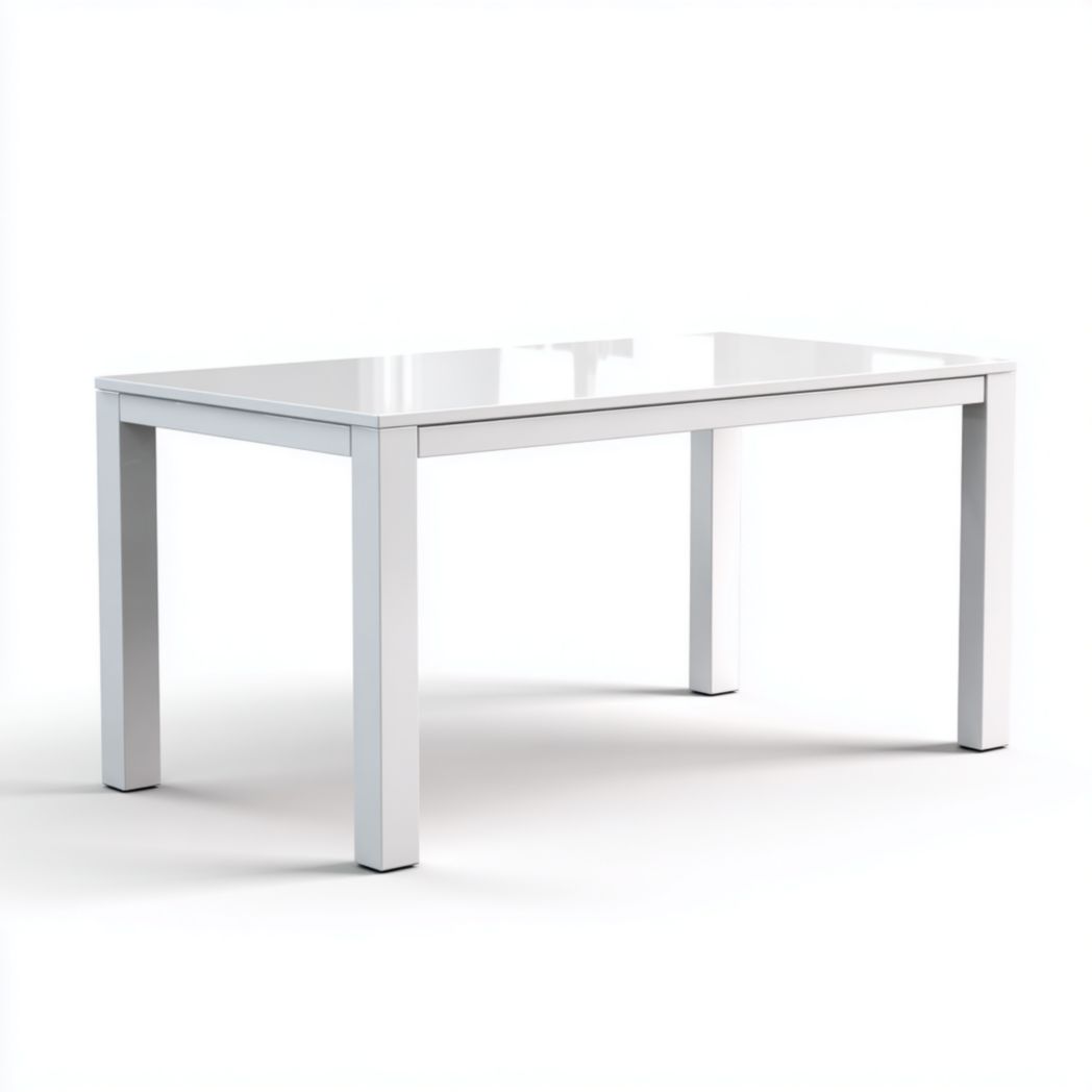 Table à manger rectangulaire en verre trempé blanc