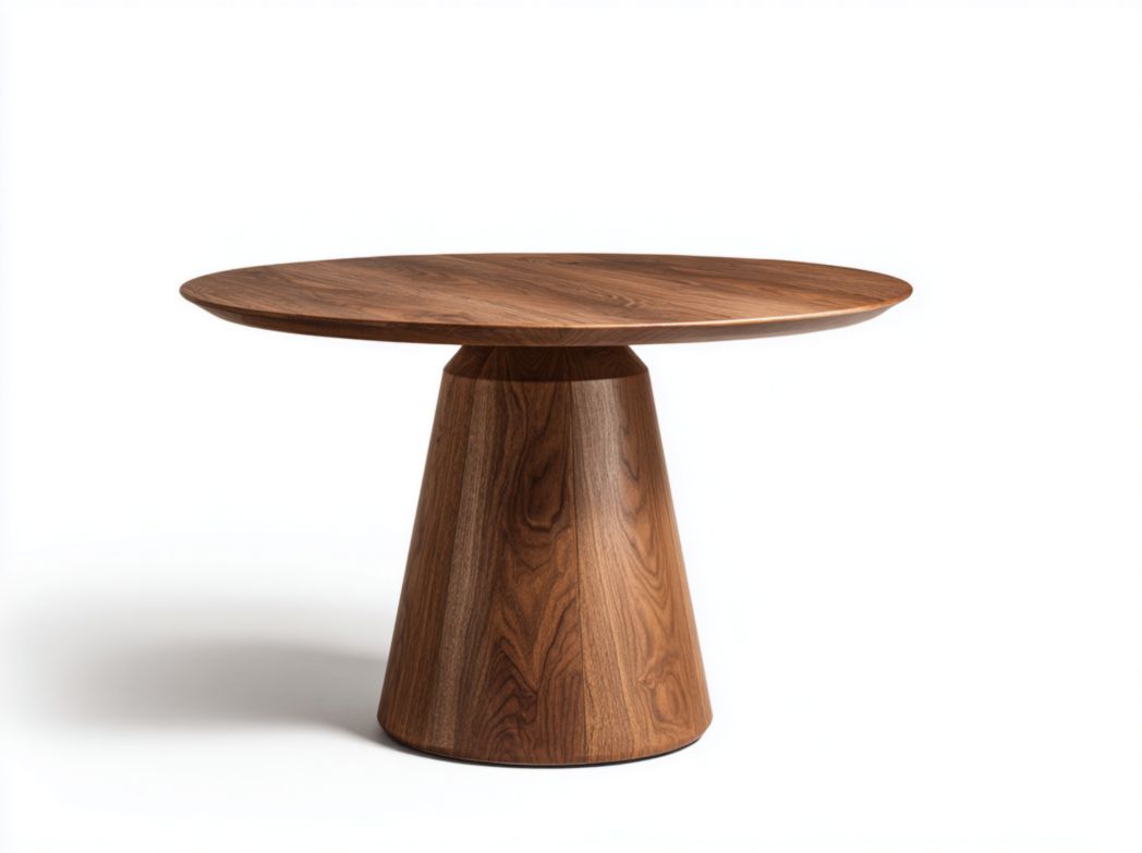 Table à manger ronde en bois massif brun foncé