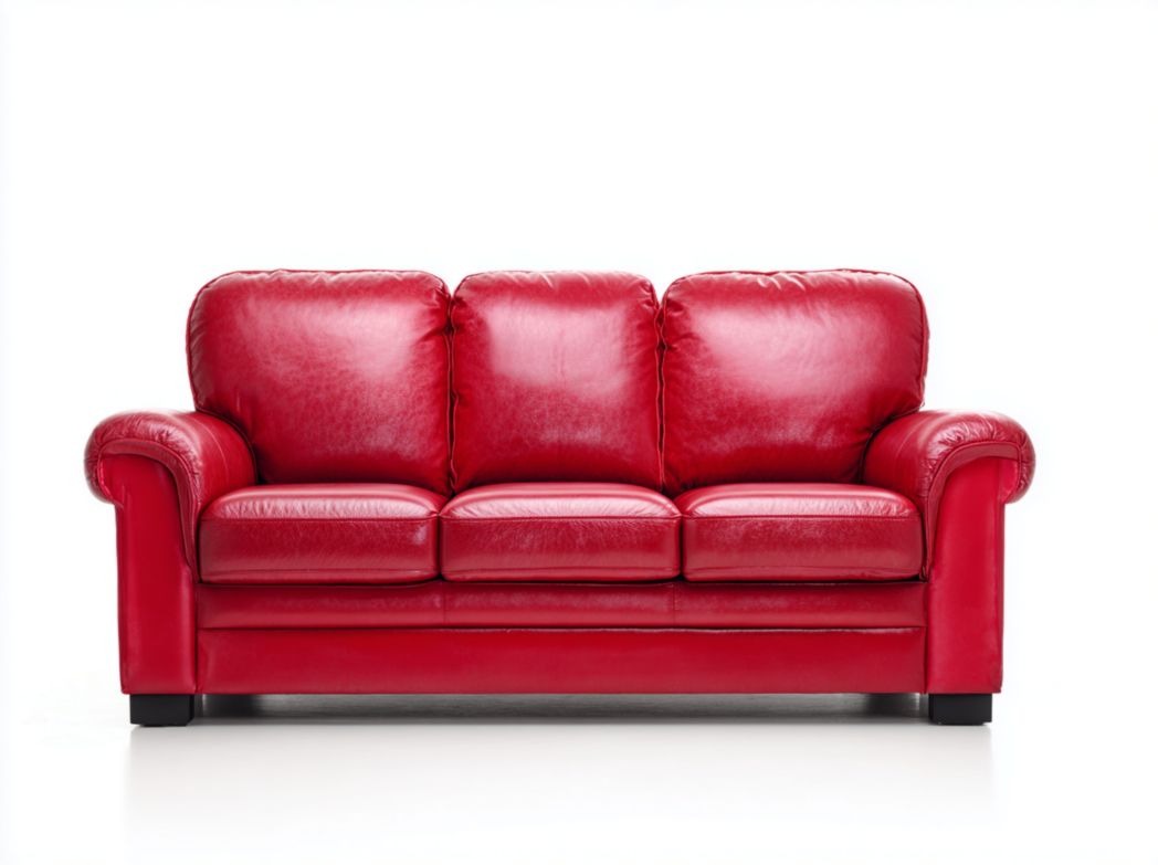 Canapé trois places en cuir rouge