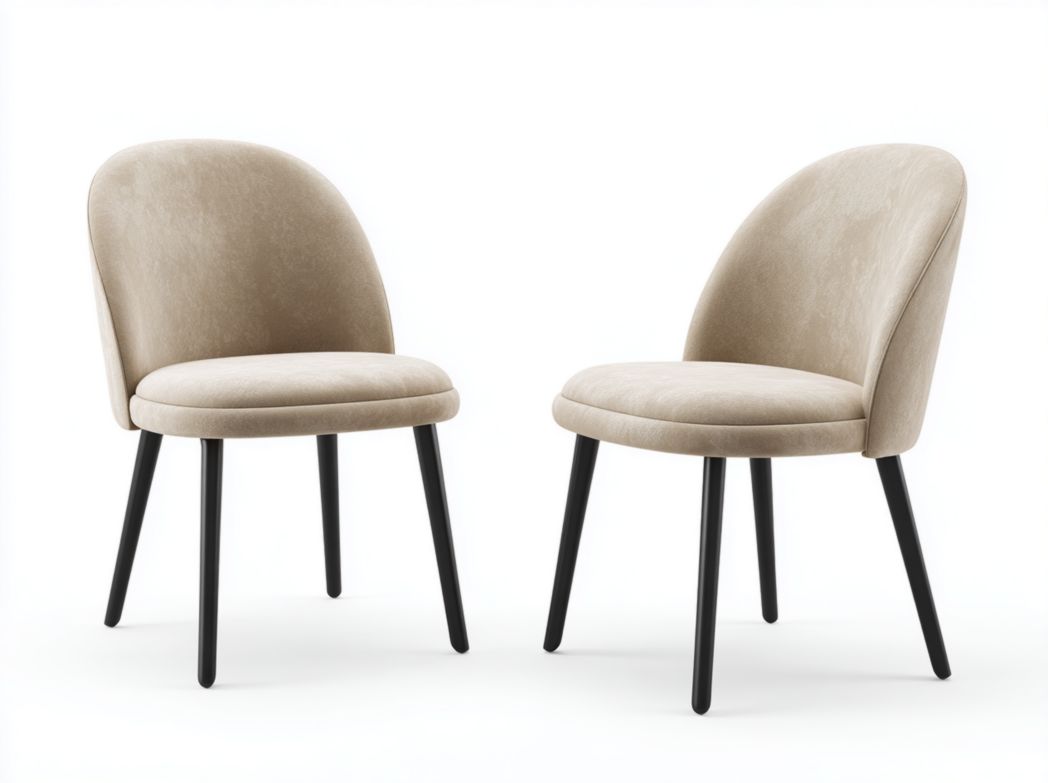 Lot de 2 chaises de salle à manger en velours beige avec pieds noirs en métal