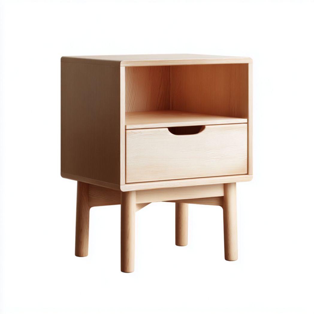 Table de chevet beige clair à un tiroir