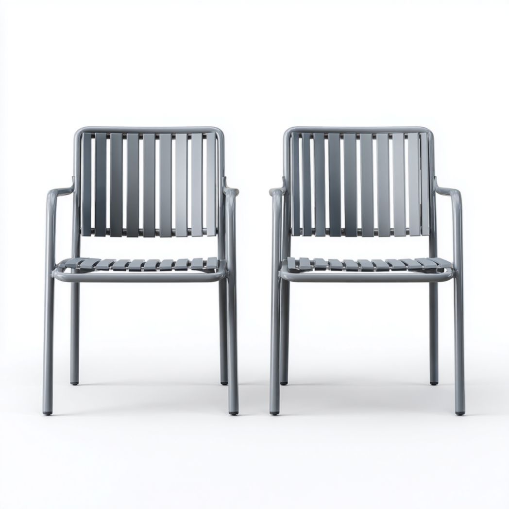Lot de 2 chaises de jardin gris foncé – Structure en aluminium