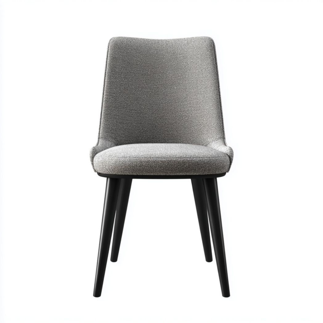 Chaise de salle à manger en tissu gris avec pieds en métal noir