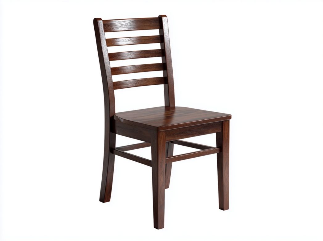 Chaise de salle à manger en bois brun foncé à dossier à lattes horizontales