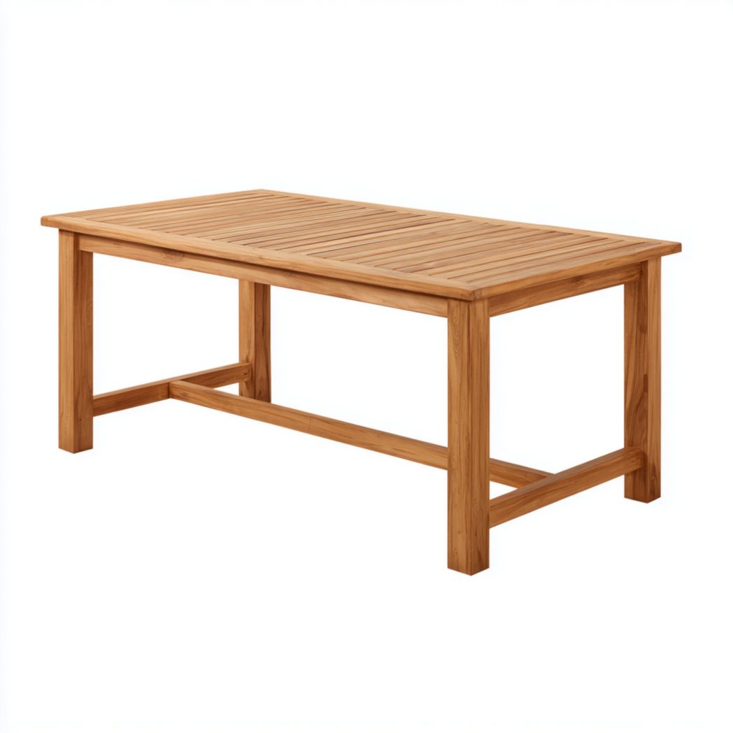 Table de jardin en bois – Plateau marron et pieds marron