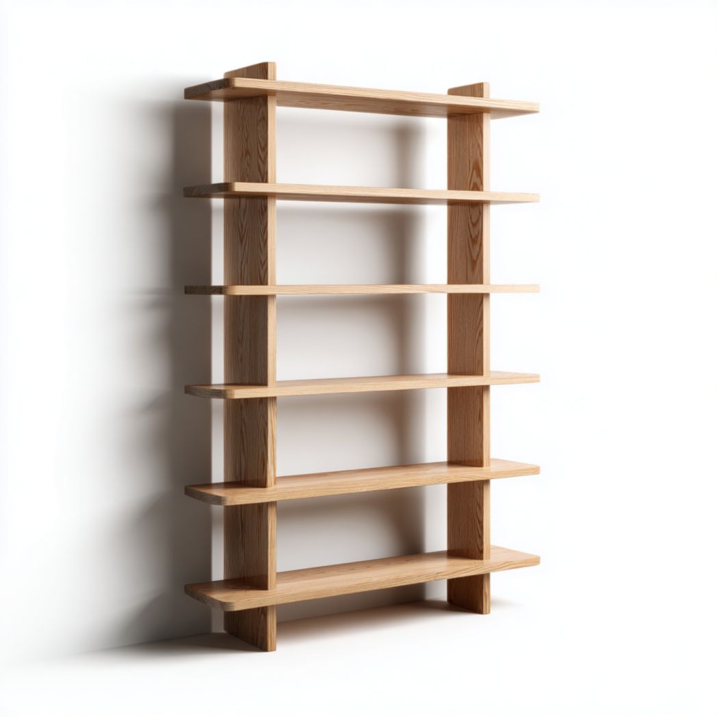 Bibliothèque ouverte à cinq niveaux marron clair