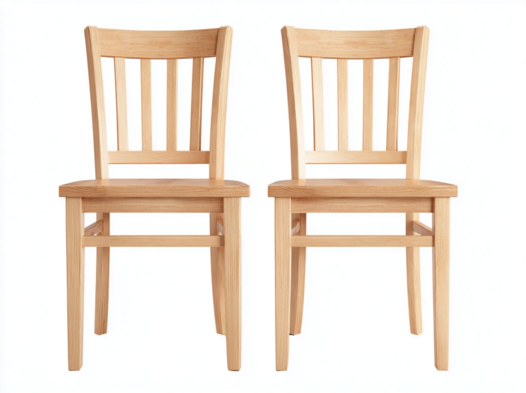 Lot de 2 chaises de salle à manger en bois beige clair dossier à barreaux verticaux