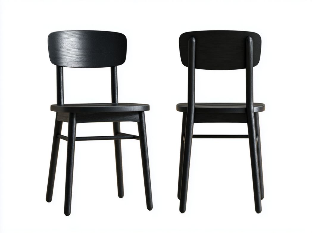 Lot de 2 chaises de salle à manger en bois noir dossier large