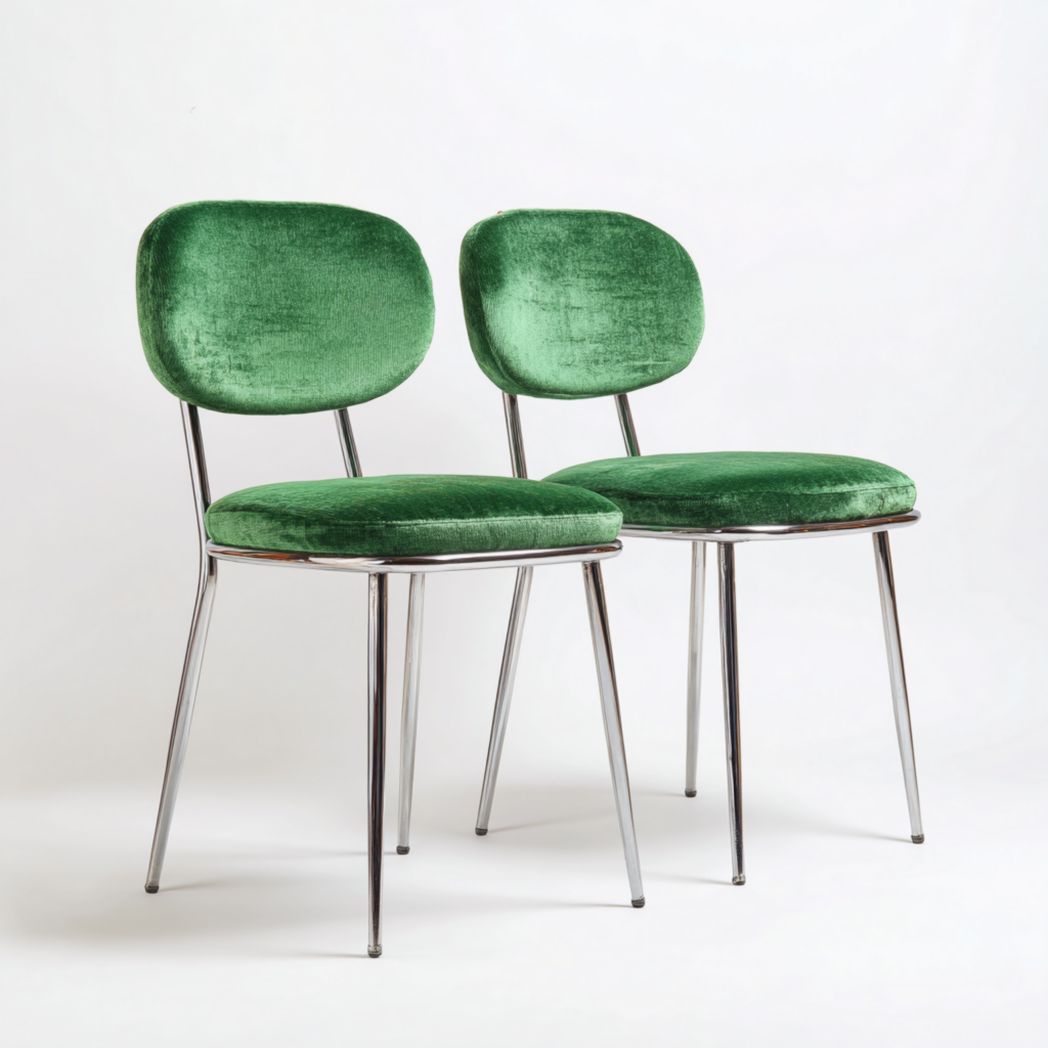 Chaises de salle à manger en velours vert lot de deux