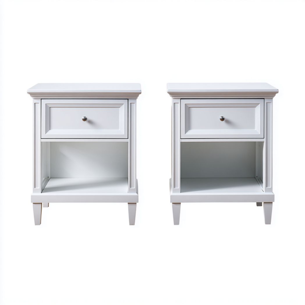Lot de 2 tables de chevet blanches à un tiroir