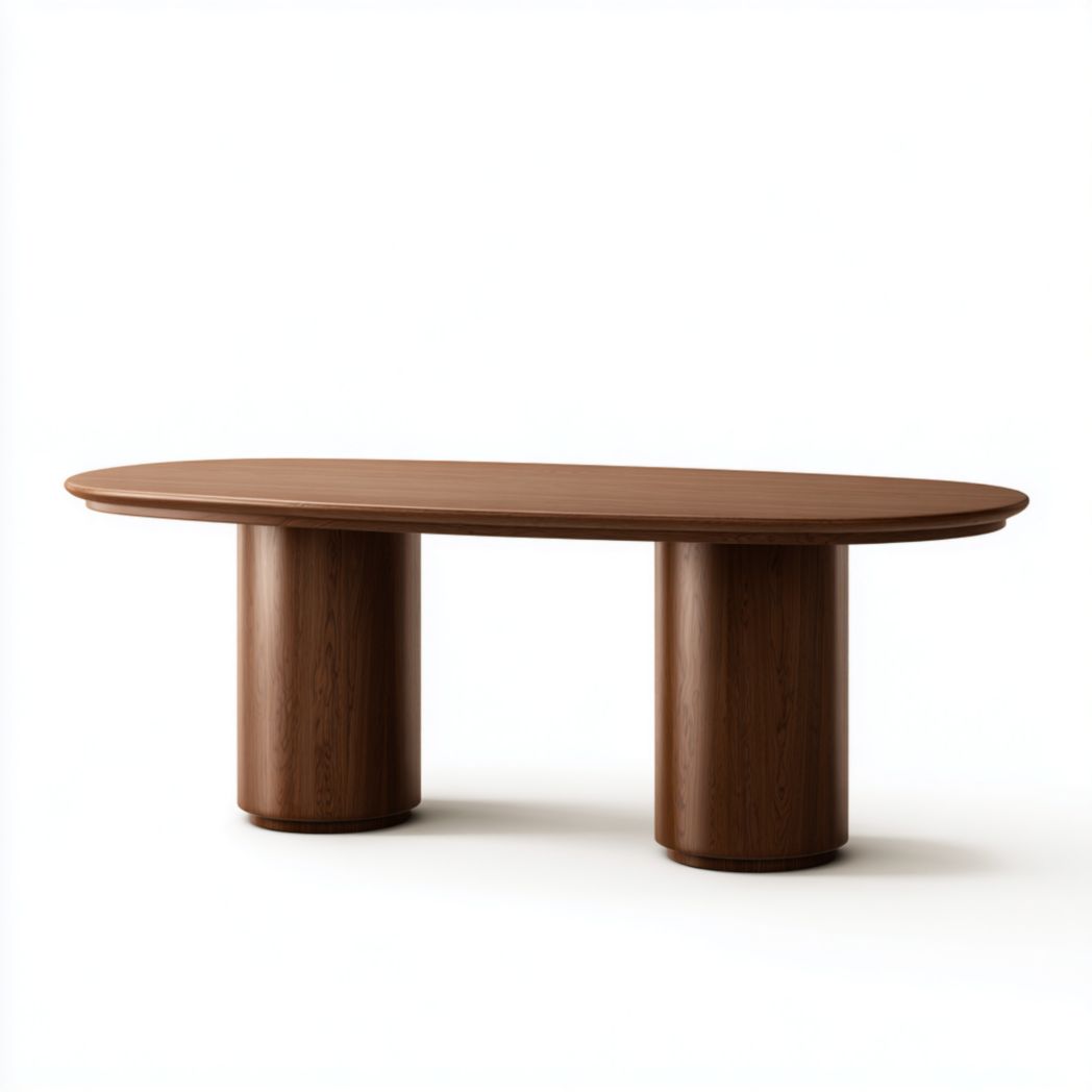 Table à manger ovale en bois massif brun foncé