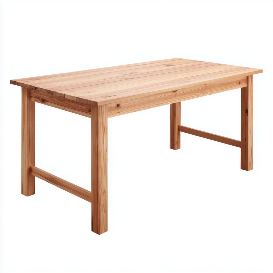 Table de jardin rectangulaire en bois brun clair structure avec barre transversale