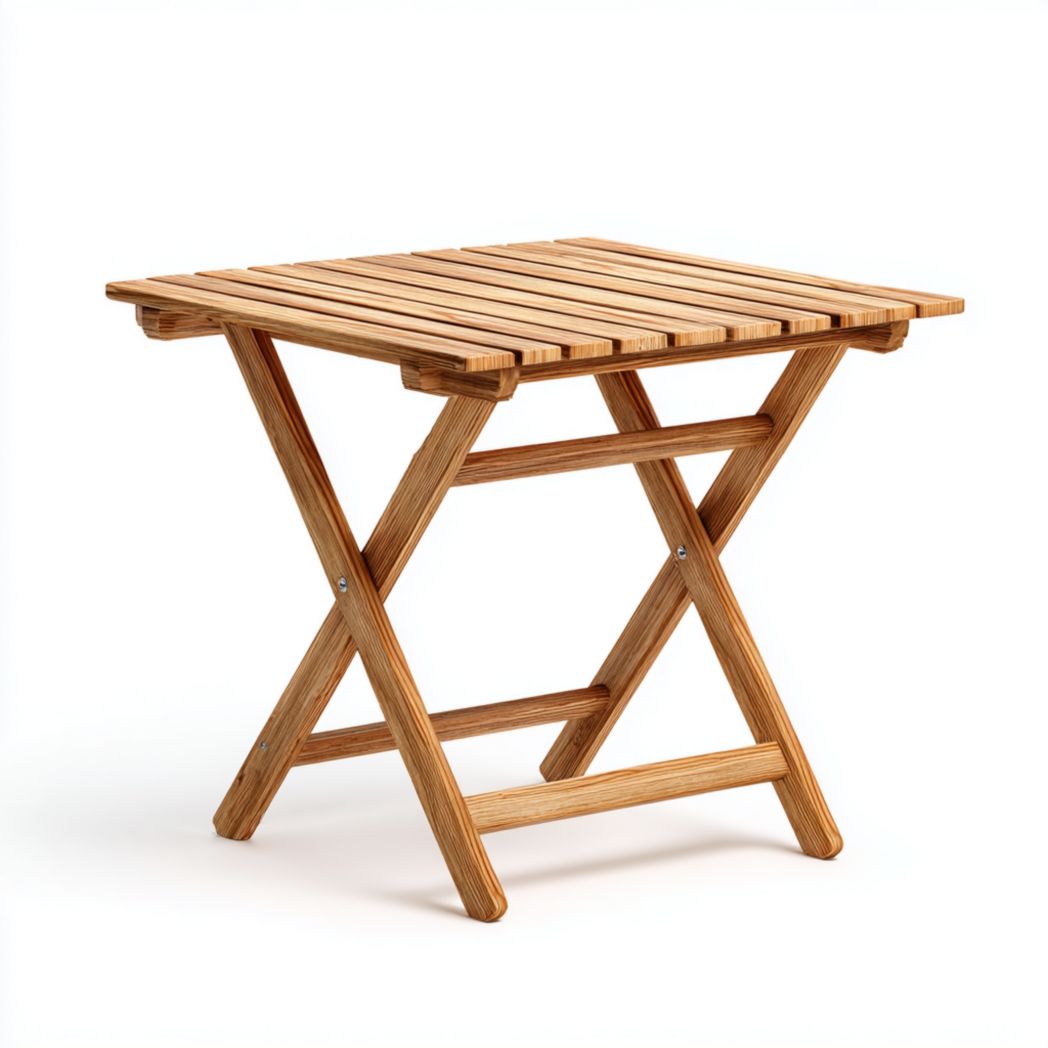 Table de jardin pliante carrée en bois brun clair