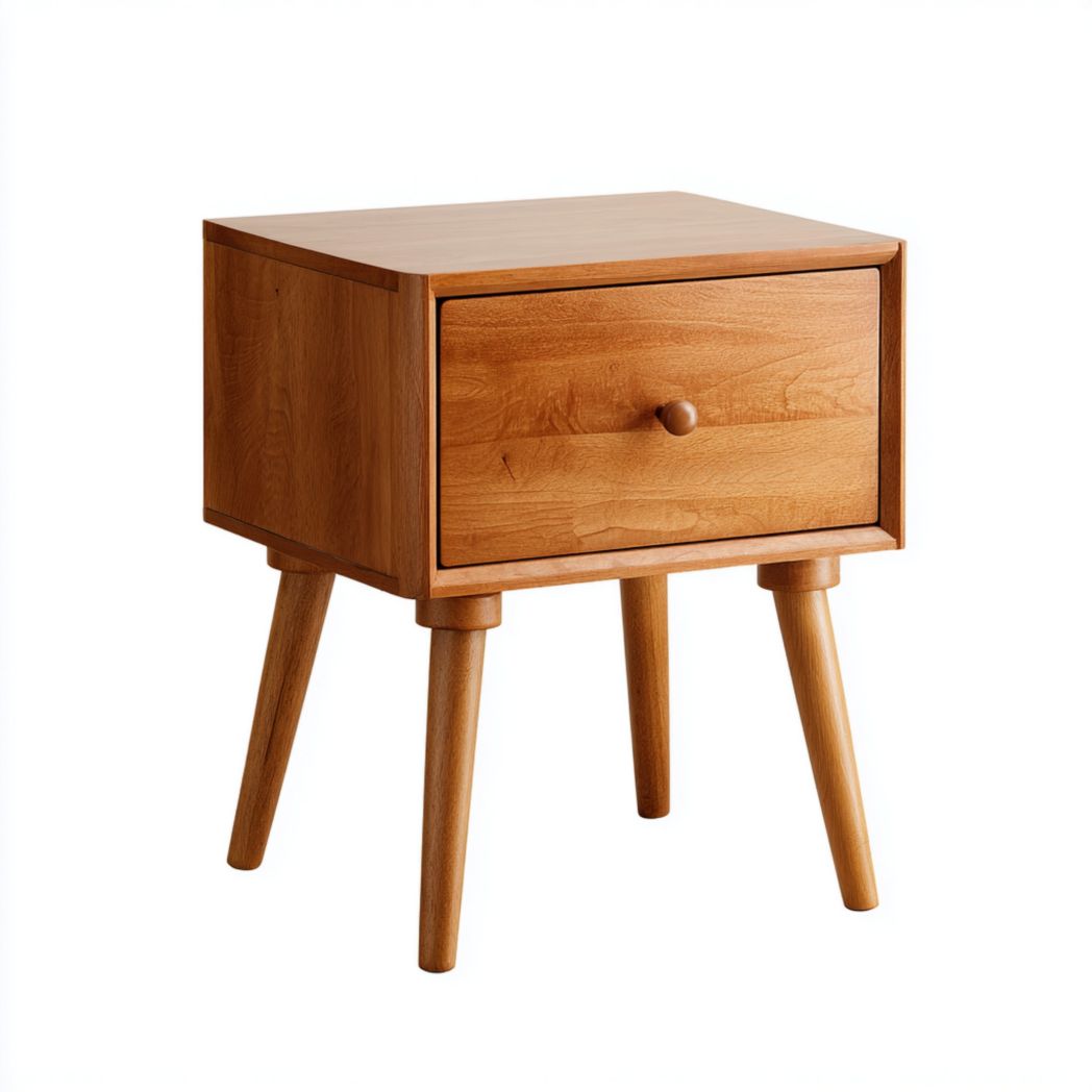 Table de chevet à un tiroir marron clair