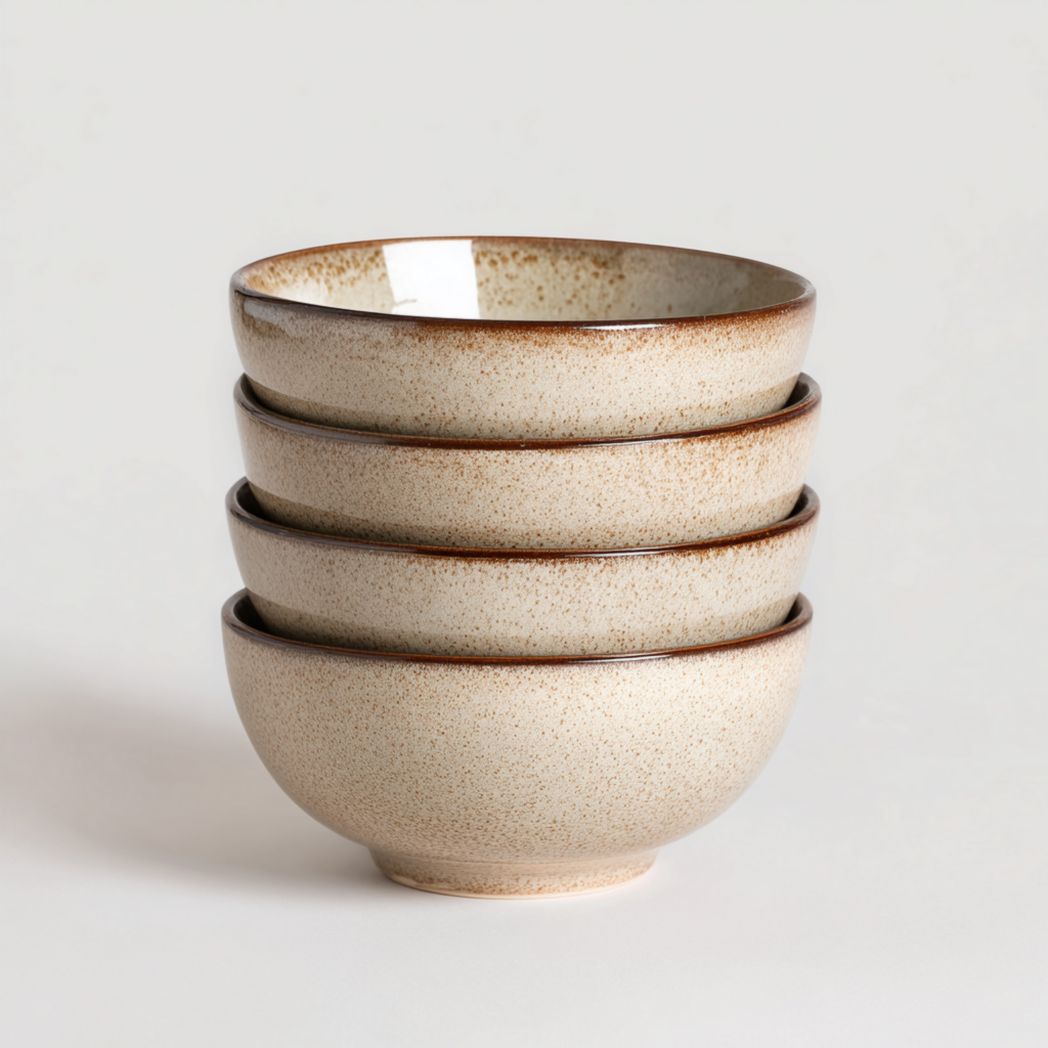 Lot de 4 Bols en Céramique Beige Clair