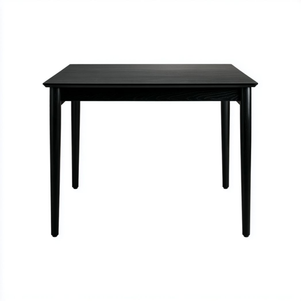 Table de jardin rectangulaire en bois noir pieds coniques plateau lisse