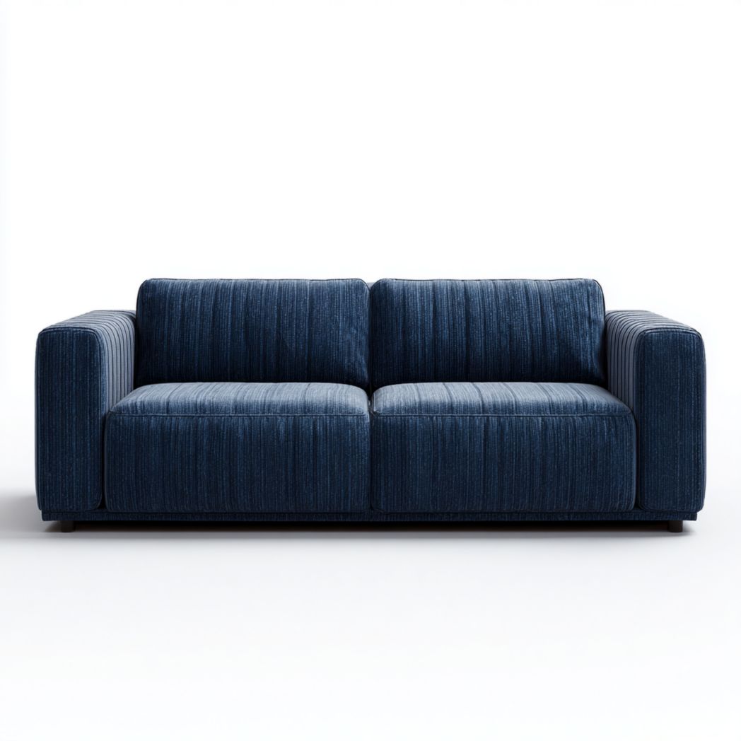 Canapé deux places en tissu bleu foncé