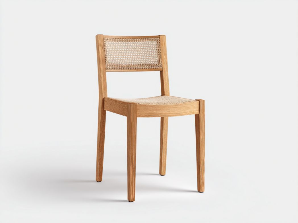 Chaise de salle à manger en rotin massif marron clair