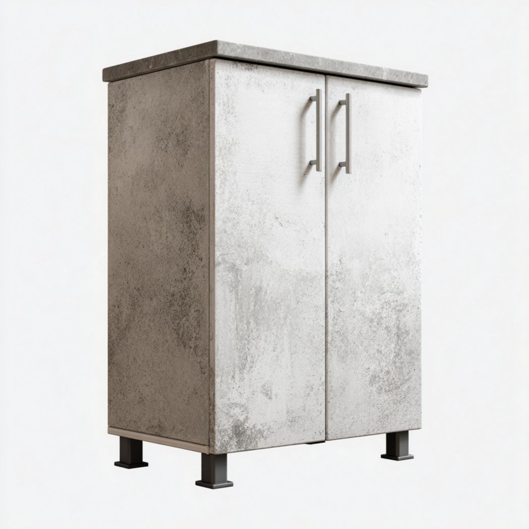 Meuble bas de cuisine effet pierre grise à deux portes