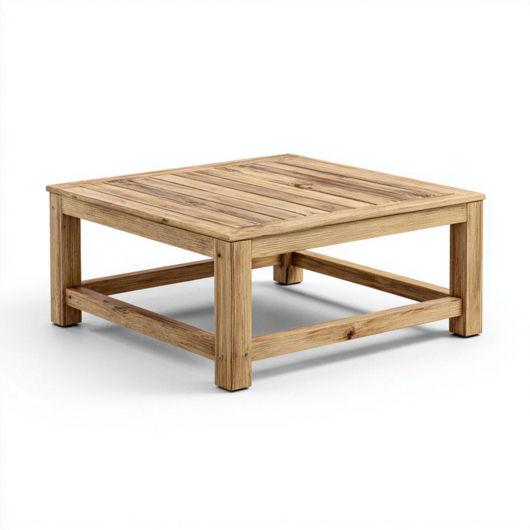 Table basse de jardin en bois – Carrée marron clair pour extérieur