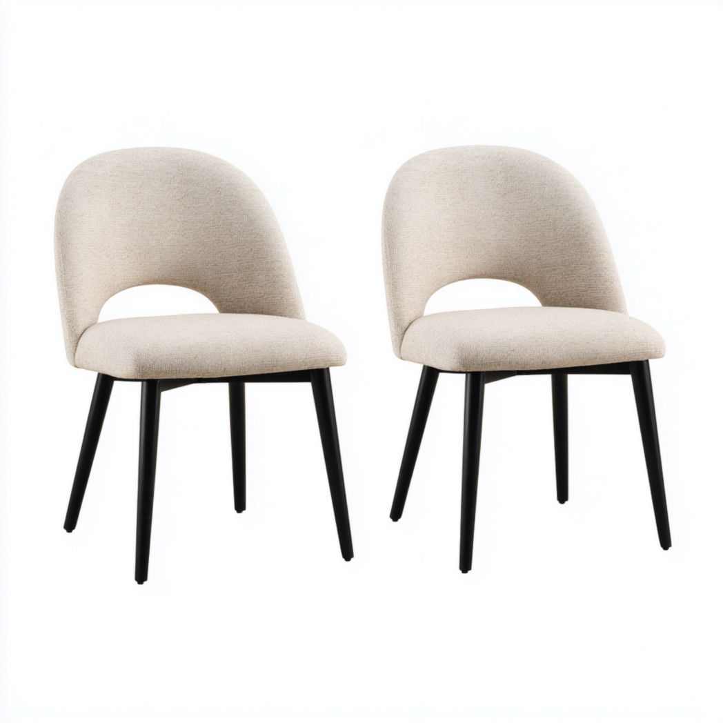 Chaises de salle à manger en tissu beige lot de deux