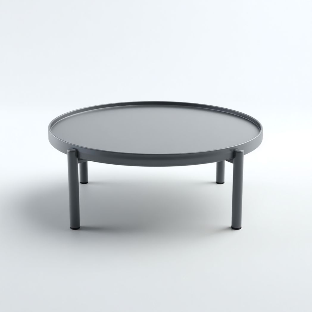 Table basse de jardin ronde grise – Table d’extérieur moderne en aluminium