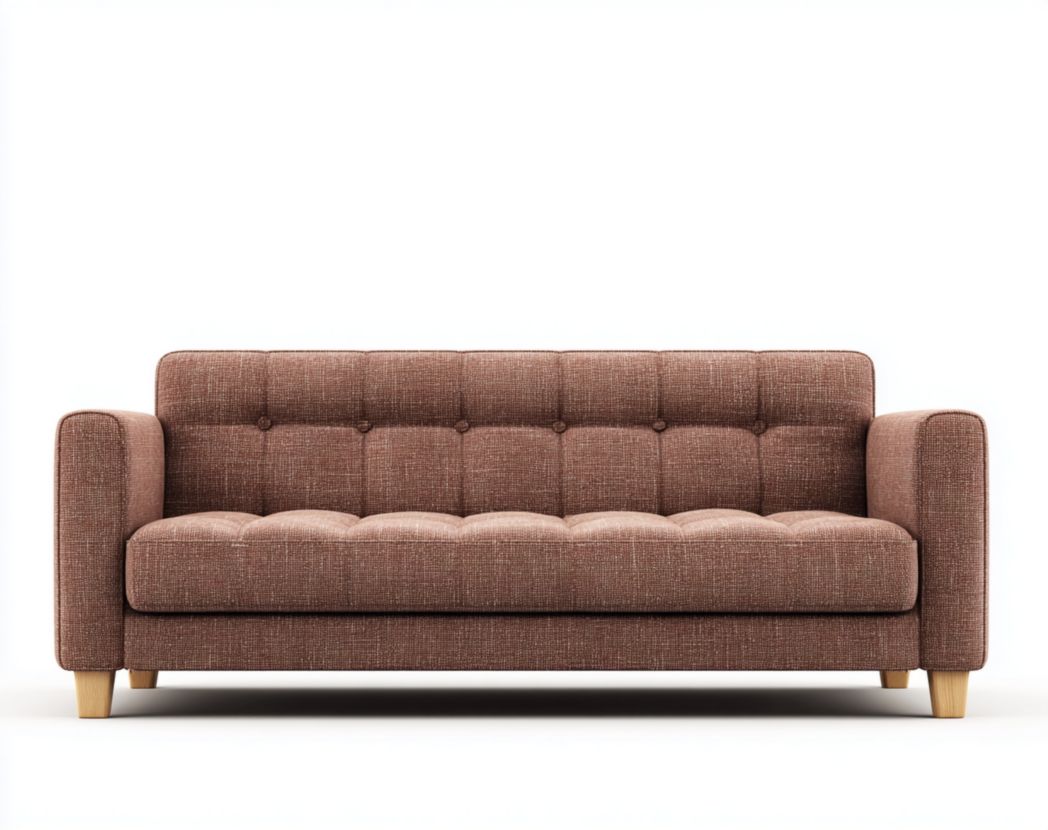 Canapé trois places en tissu brun