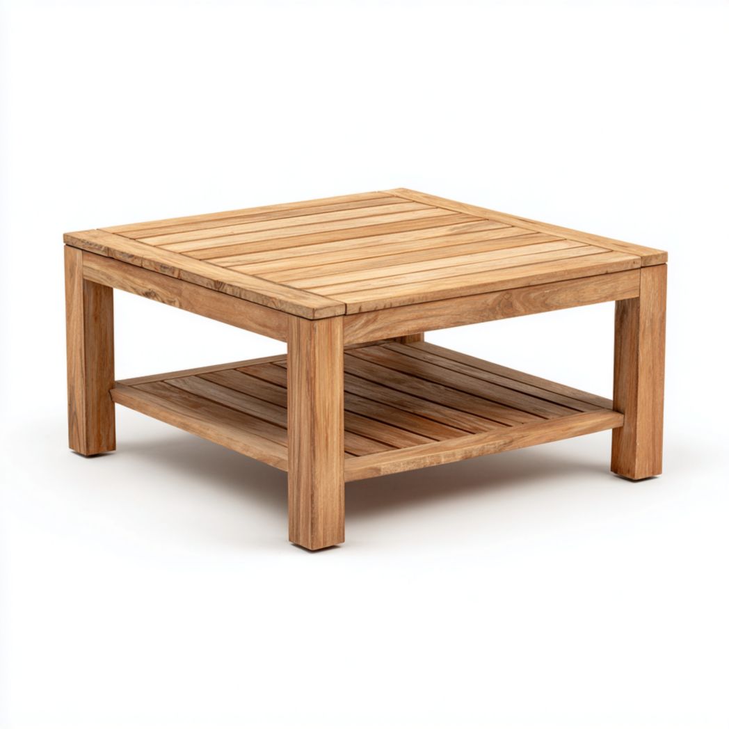 Table basse de jardin – Carrée marron clair en bois
