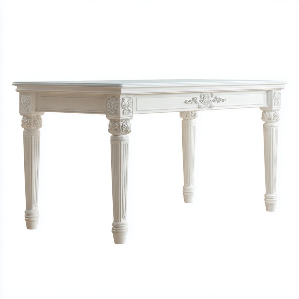 Table à manger blanche sculptée