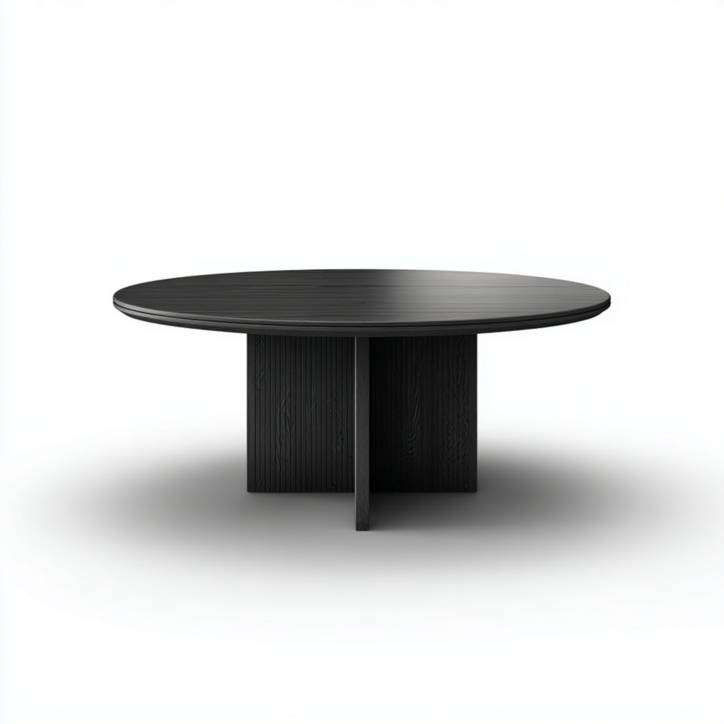 Table basse ronde en bois noir