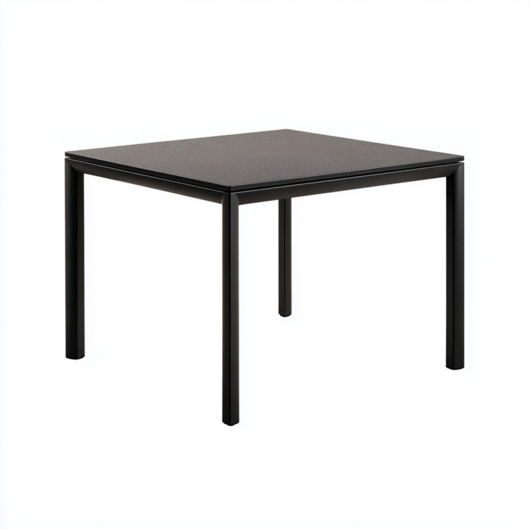 Table de jardin carrée en métal noir plateau lisse