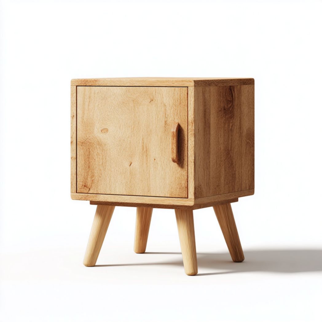 Table de chevet à porte simple en bois brun clair