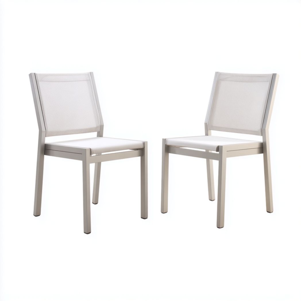 Lot de 2 chaises de jardin blanc cassé – Structure en aluminium