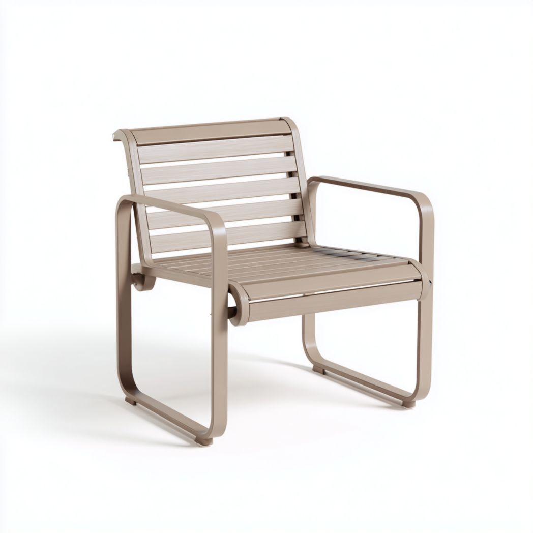 Fauteuil de jardin en métal à lattes brun clair