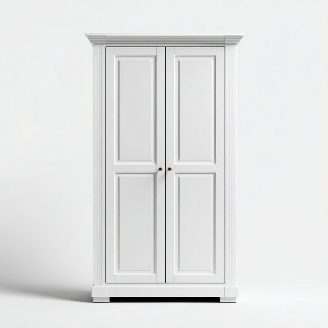 Armoire penderie en bois massif blanc à deux portes