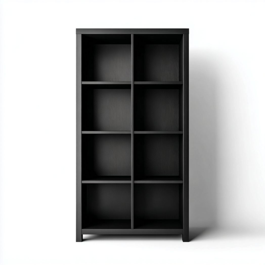 Bibliothèque verticale à huit compartiments couleur noire