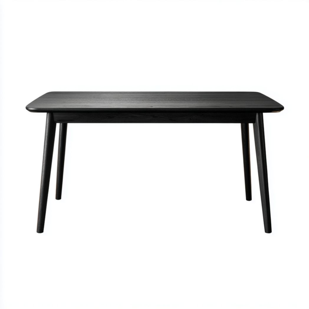 Table à manger rectangulaire en bois massif noir bords arrondis