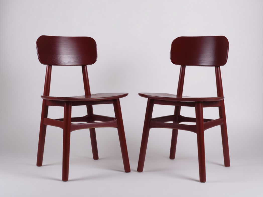 Lot de 2 chaises de salle à manger en bois brun rouge dossier large