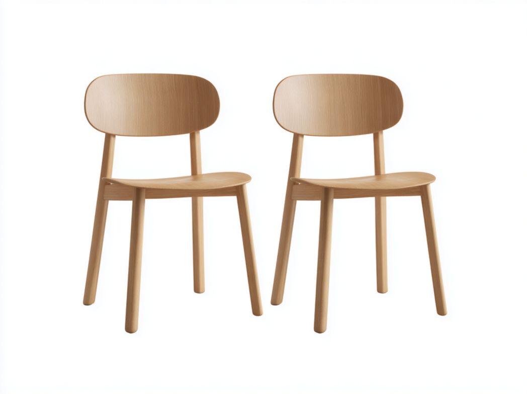 Lot de 2 chaises de salle à manger en bois brun clair dossier ovale