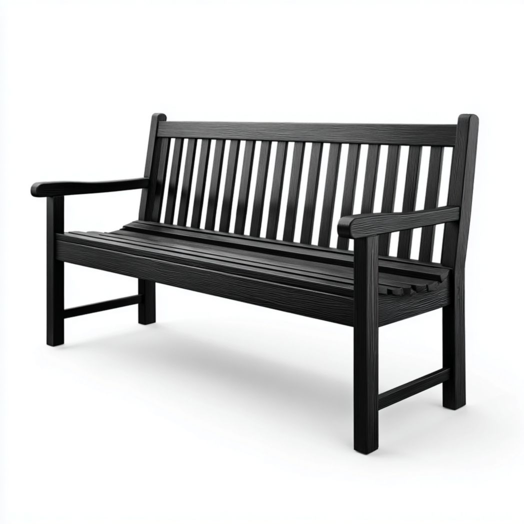 Banc de jardin en bois massif noir