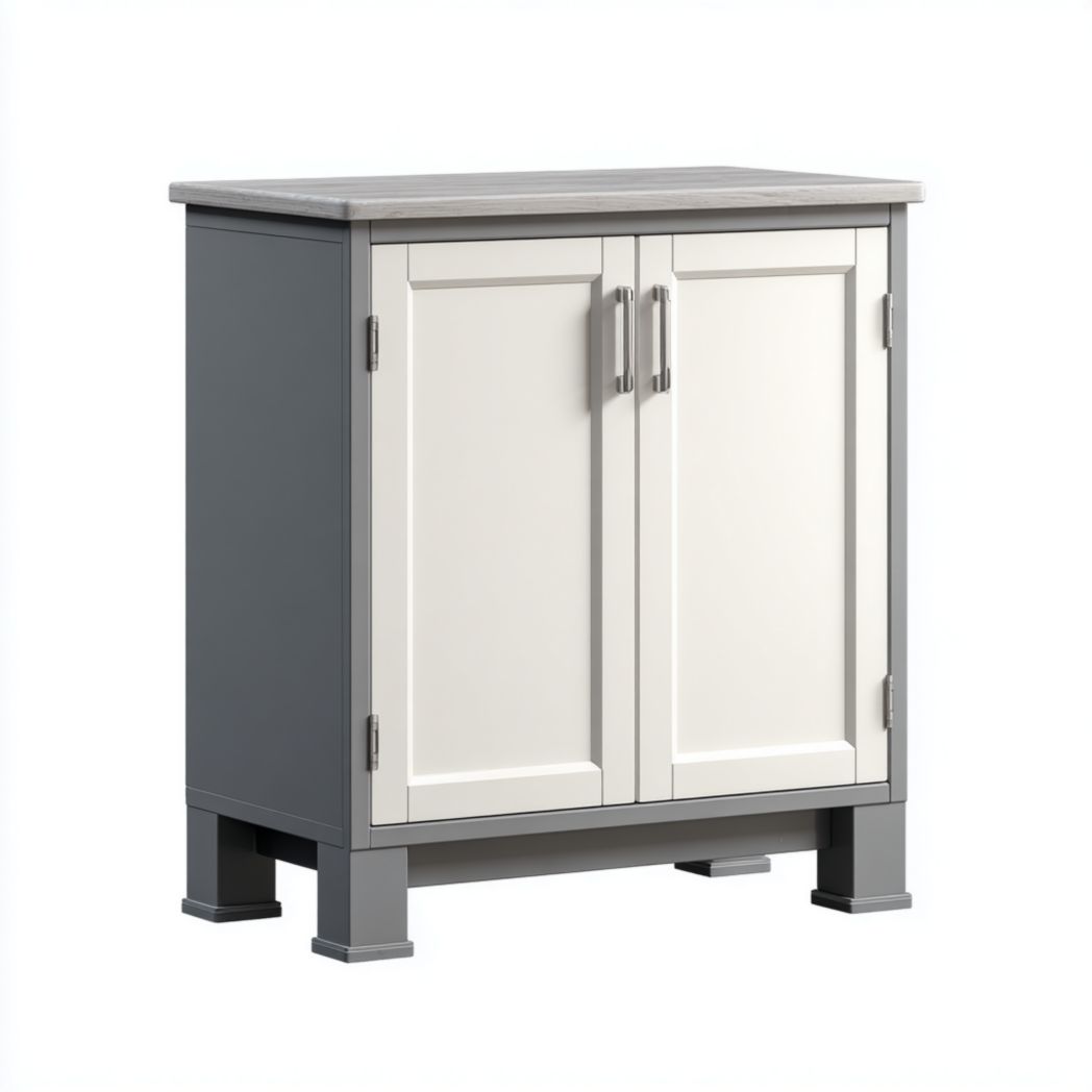 Meuble bas de cuisine bicolore gris et blanc