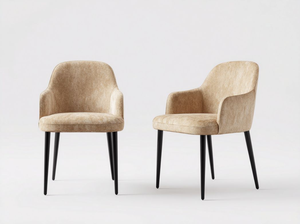 Chaises de salle à manger en tissu beige clair lot de deux