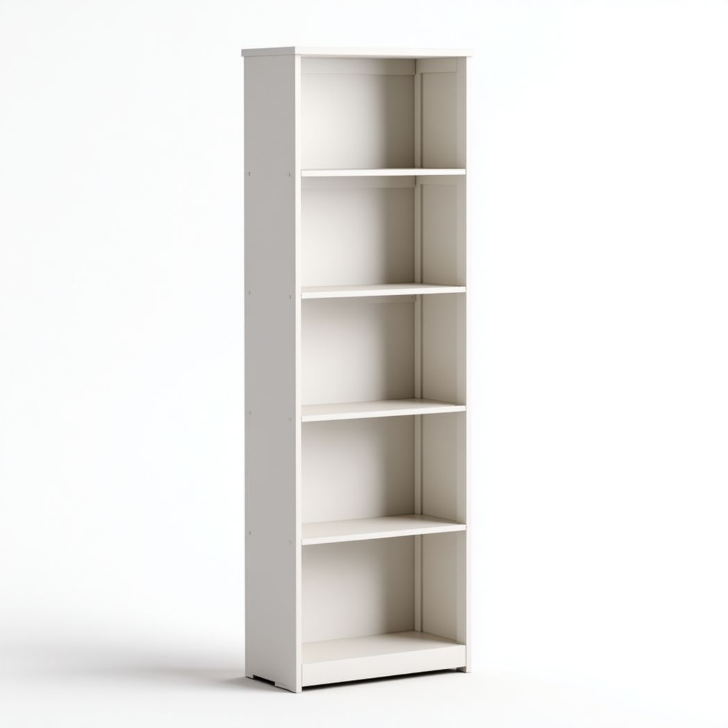 Bibliothèque rectangulaire en bois blanc à cinq niveaux