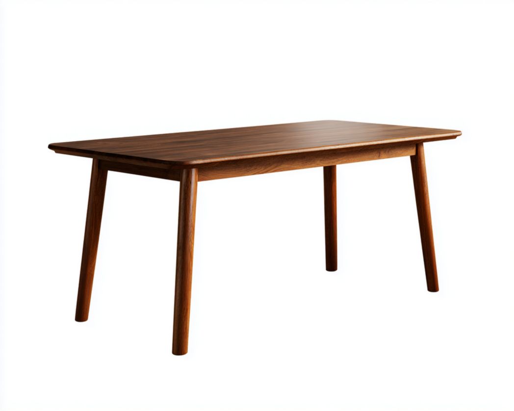 Table à manger rectangulaire en bois massif de noyer brun foncé