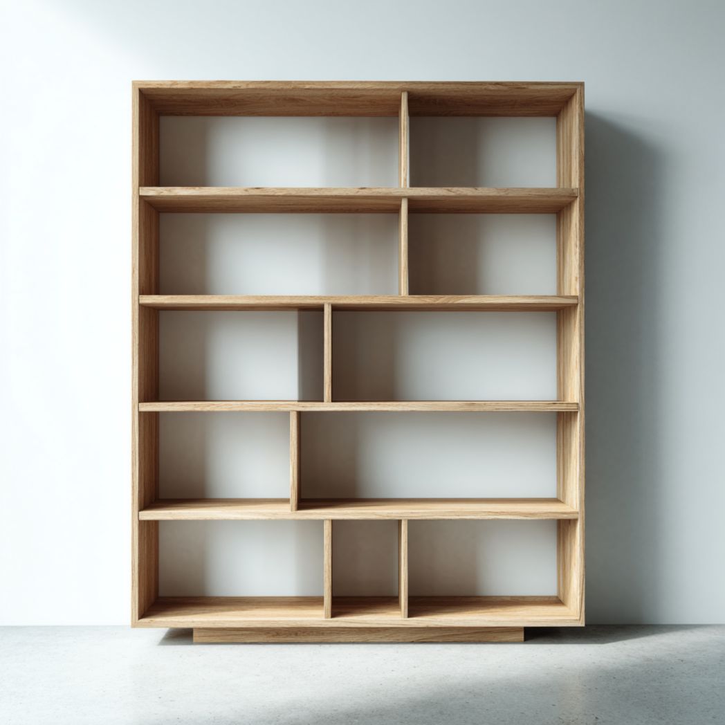 Bibliothèque brun clair à compartiments multiples