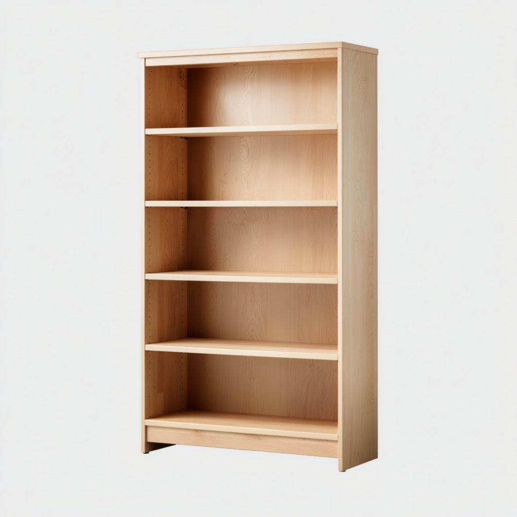 Bibliothèque en bois marron clair à cinq niveaux