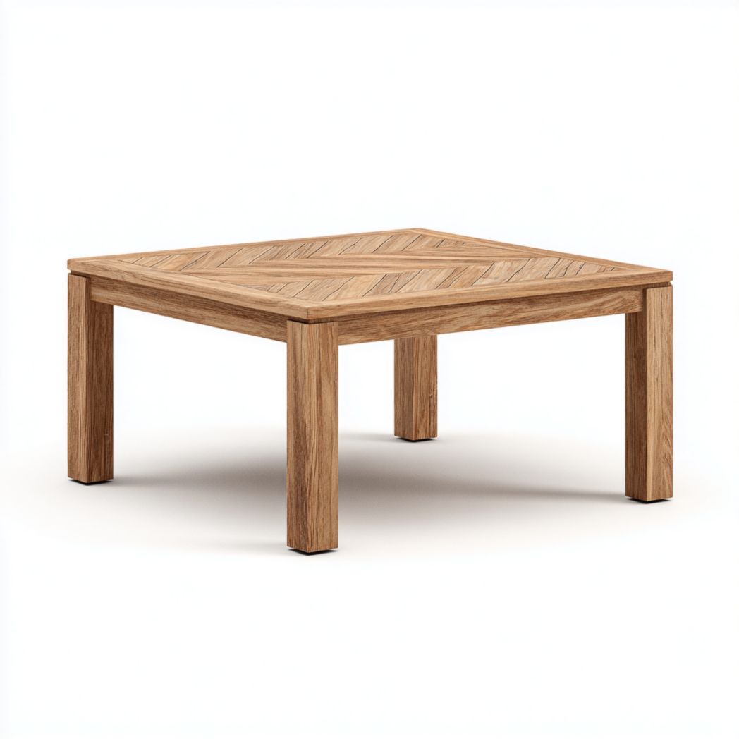 Table basse d’extérieur en bois – Carrée marron clair pour jardin