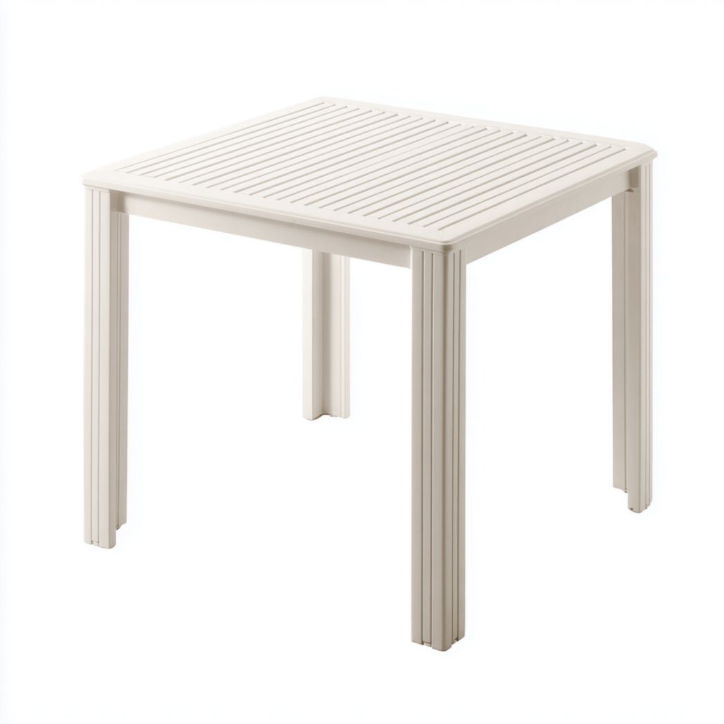 Table de jardin en plastique – Blanc cassé carrée