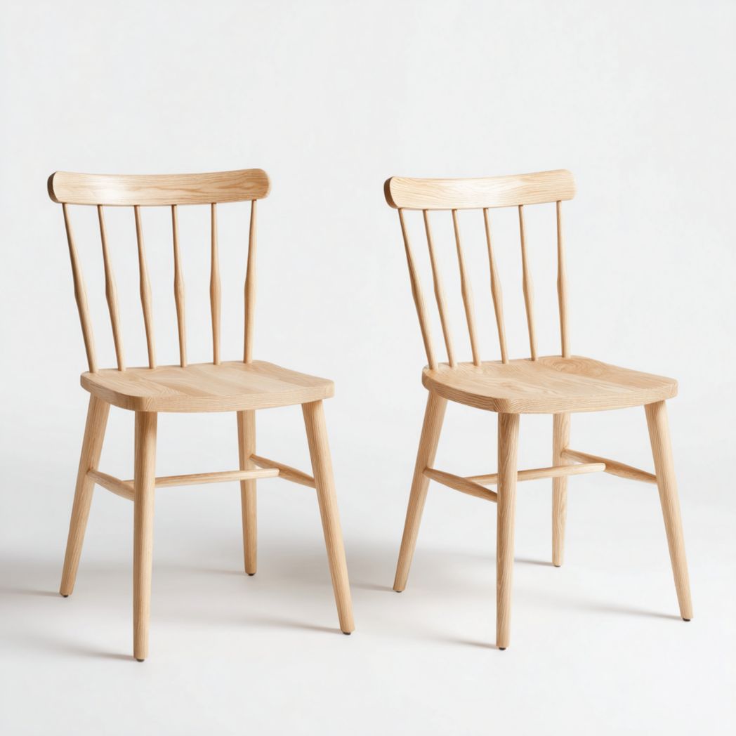 Chaises de salle à manger en bois massif jaune clair lot de deux